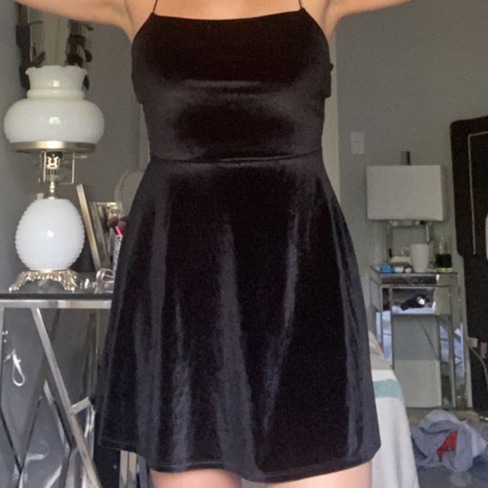 Urban Outfitters black velvet mini dress